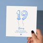 Blue Balloon Personalised 19th Birthday Card, thumbnail 1 of 5