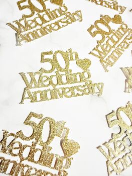 Golden 50th Wedding Anniversary Confetti Table Decorations, 7 of 7