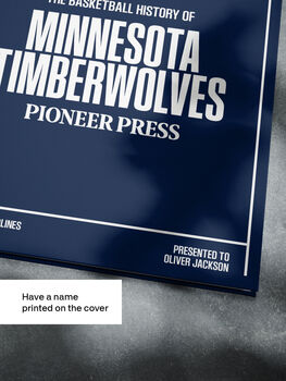 Minnesota Timberwolves Personalised Nba Basketball Gift Newspaper History Book, 5 of 9