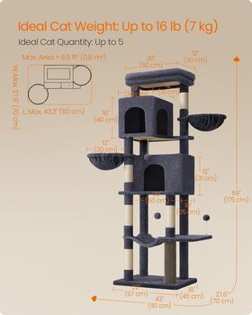 Tall Cat Tree With Caves, Perch, And Scratching Posts, 8 of 9