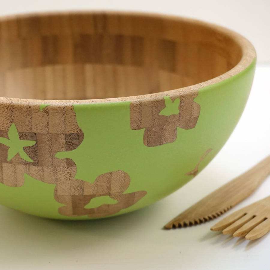 Hand Painted Bamboo Serving Bowl By Cathy Hilton Artisan