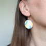 Mosaic Wooden Drop Earrings, thumbnail 6 of 8