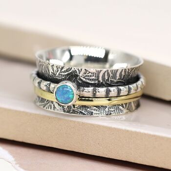 Personalised Sterling Silver Tropical Opal Spinner Ring, 4 of 12