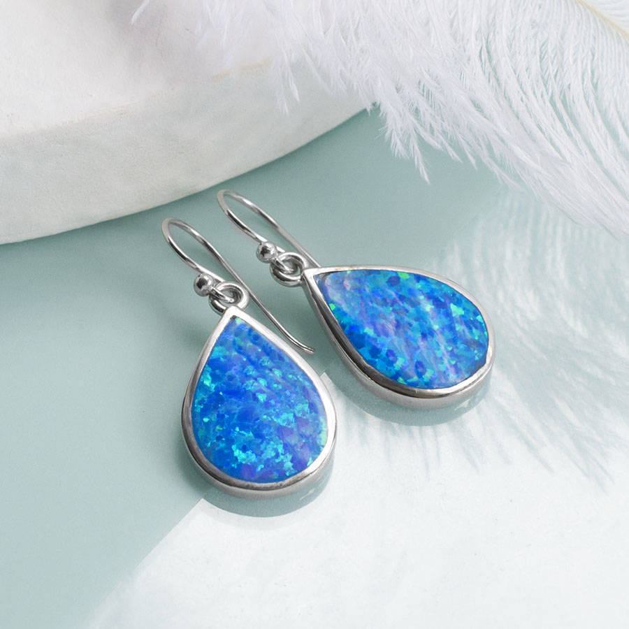 Sterling Silver Large Teardrop Opal Earrings By Martha Jackson Sterling ...