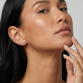 18k Gold Or Silver Curved Cluster Stud Earrings, 5 of 6