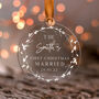 First Christmas Married Bauble Personalised Couple Gift, thumbnail 7 of 10