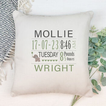 New Baby Cushion Birth Announcement, 3 of 8
