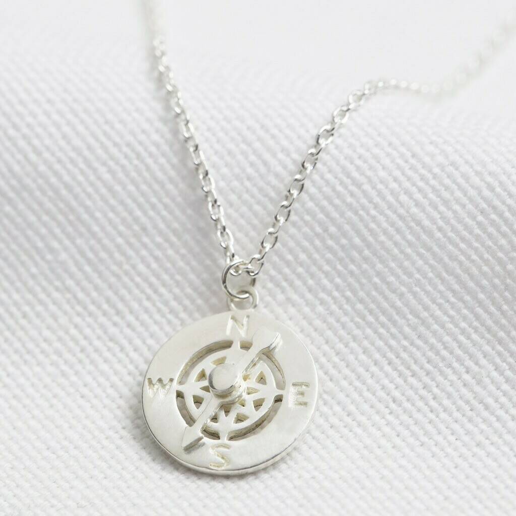 Personalised Sterling Silver Compass Pendant Necklace By Lisa Angel ...