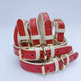 Handmade Italian Leather Padded Red Dog Puppy Collar, thumbnail 2 of 7
