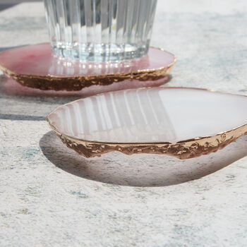 Handmade Colourful Agate Resin Coasters With Gold Edge, 2 of 12