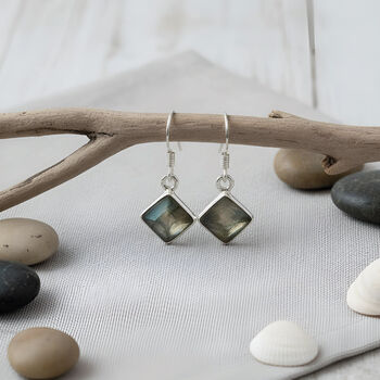 Handmade Sterling Silver Labradorite Drop Earrings, 3 of 4