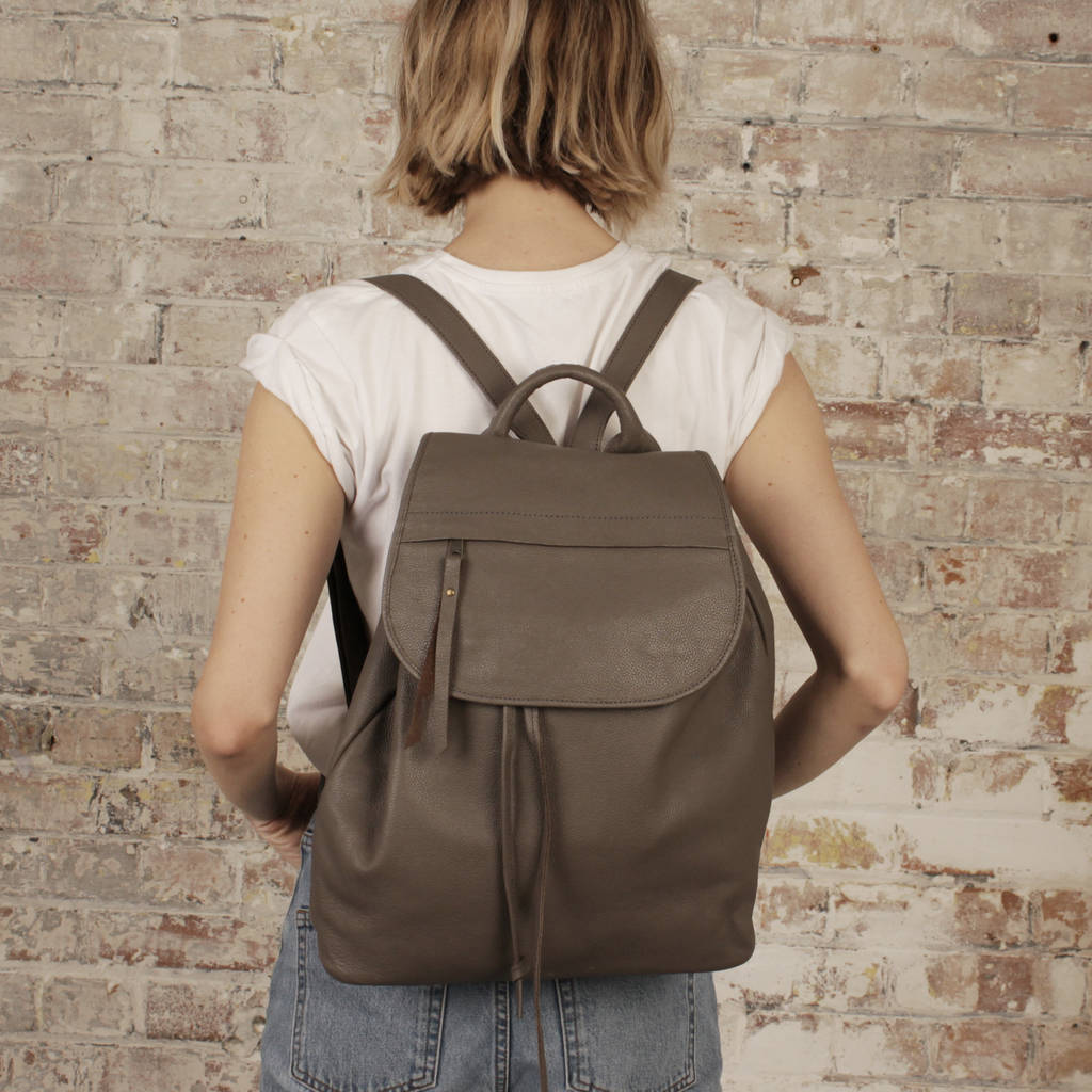 Fair Trade Stylish Versatile Leather Rucksack Backpack By Aura Que