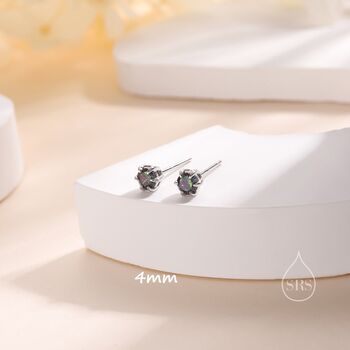 Prong Set Mystic Black Cz Stud Earrings, 5 of 12