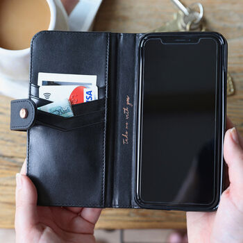 Personalised Black Vegan Leather iPhone 11 Pro Max Case, 4 of 6