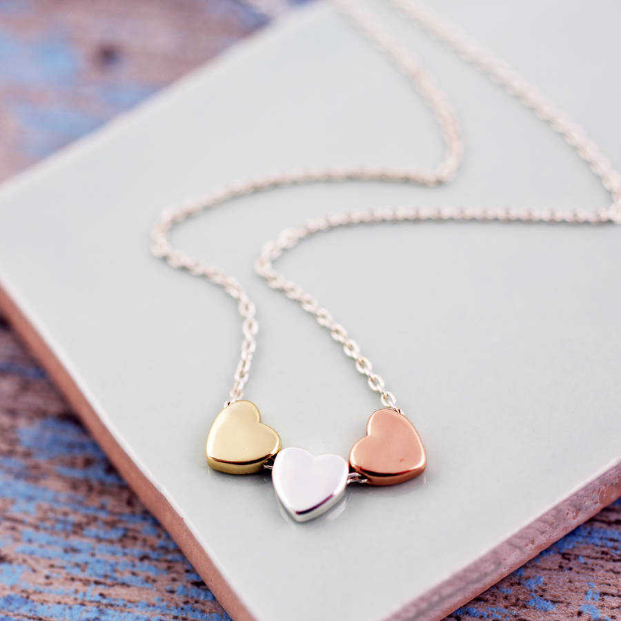 Mixed Metal Mini Heart Necklace By J&S Jewellery