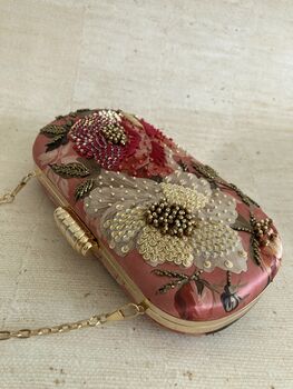 Pink Floral Oval Clutch Bag, 7 of 10
