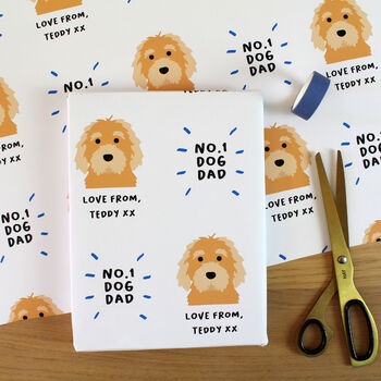 Personalised No.One Dog Dad, Father's Day Wrapping Paper, 2 of 12