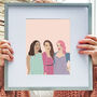 Custom Bridesmaids Best Friend Line Art Colour Portrait, thumbnail 2 of 9