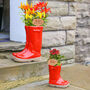 Set Of Two Personalised Poppy Red Welly Boot Planters, thumbnail 1 of 11