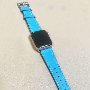 Vegan Leather Apple Watch Strap In Turquoise, 2 of 4
