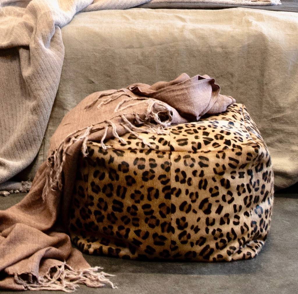 leopard print pouffe by the forest & co