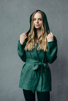 Women's Linen Summer Jacket With Hood, 9 of 13