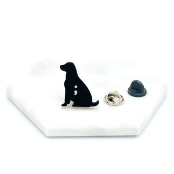 Black Dog With Semicolon Pin Badge, 6 of 8
