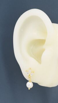 Marquise Cz Trio With Baroque Pearl Dangle Earrings, 5 of 12