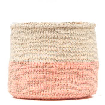 Jioni: Dusty Pink Colour Block Woven Basket, 3 of 5