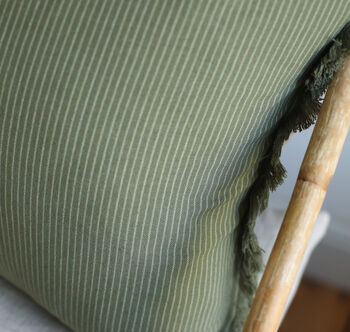 Otto Green Frayed Cushion Cover, 5 of 6