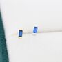 Sapphire Blue Tiny Baguette Cz Stud Earrings, thumbnail 4 of 9