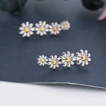 Gold Pistil Daisy Flower Crawler Earrings, 2 of 10