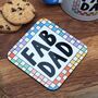 Bright Checkered Fab Dad Coaster, thumbnail 1 of 2