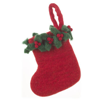 Mini Christmas Stocking Fair Trade Handmade Holly, 2 of 4