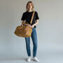 Large Weekend Duffle Bag | Yellow Block Print Floral, thumbnail 5 of 7