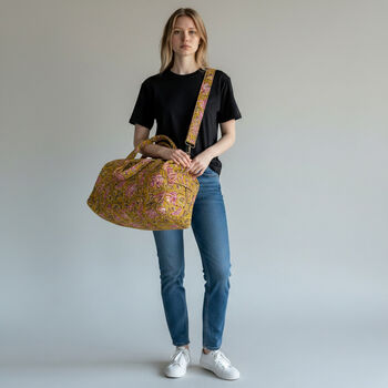 Large Weekend Duffle Bag | Yellow Block Print Floral, 5 of 7