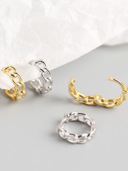 Gold Plated And Sterling Silver Chain Earring Hoops, 6 of 8