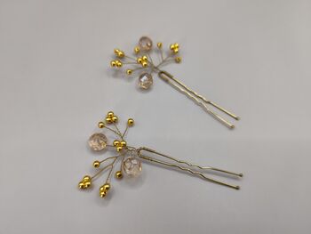 Elegant Gold Hair Pin With Crystal Beads For Weddings, 9 of 9