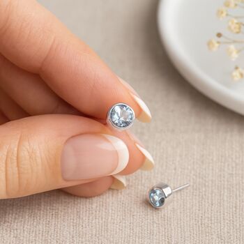 Sterling Silver December Birthstone Stud Earrings – 5mm, 9 of 9