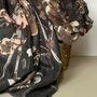 Black Abstract Floral And Vine Print Scarf, thumbnail 2 of 2