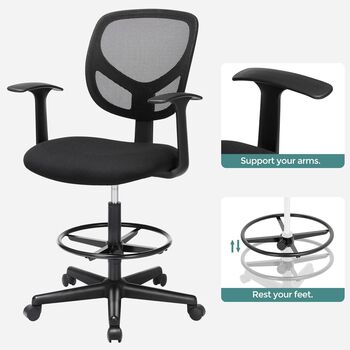 Adjustable Drafting Chair With Armrest And Swivel Seat, 4 of 7