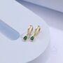 Tiny Emerald Green Droplet Cz Huggie Hoop Earrings, thumbnail 3 of 9