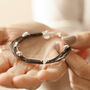 Grey Leather Layered Heart Bracelet In Silver Plating, thumbnail 5 of 6