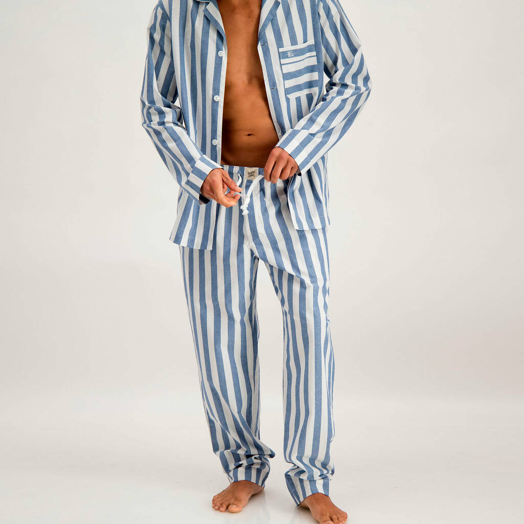 Beach Stripe Mens Long Pyjamas By Woodstock Laundry UK ...
