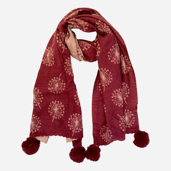 Cashmere Dandelion Scarf With Pom Poms, 2 of 8
