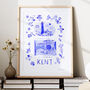 Kent Art Print Inspired By Blue Portuguese Tiles, thumbnail 1 of 2