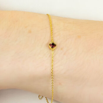 Yellow Gold Plated January Garnet Birthstone Bracelet, 4 of 11