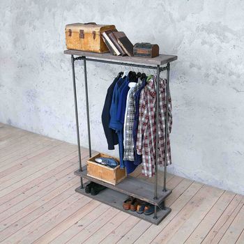 Tweed Two Shelves Industrial Clothes Rail, 3 of 7