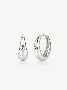 Gold Or Silver Moissanite Small Hoop Earrings, 2 of 6
