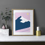 Pink Mountains 03 Fine Art Winter Skiing Print, thumbnail 1 of 4